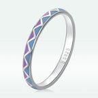 925 Sterling Silver Wide Enamel Ring Size 6.0 for Women