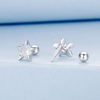 925 Sterling Silver Earrings with Pavé Setting CZ in White Gold