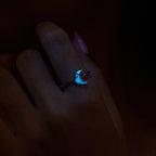 925 Sterling Silver Luminous Stone 0.80cm Moon Ring for Women
