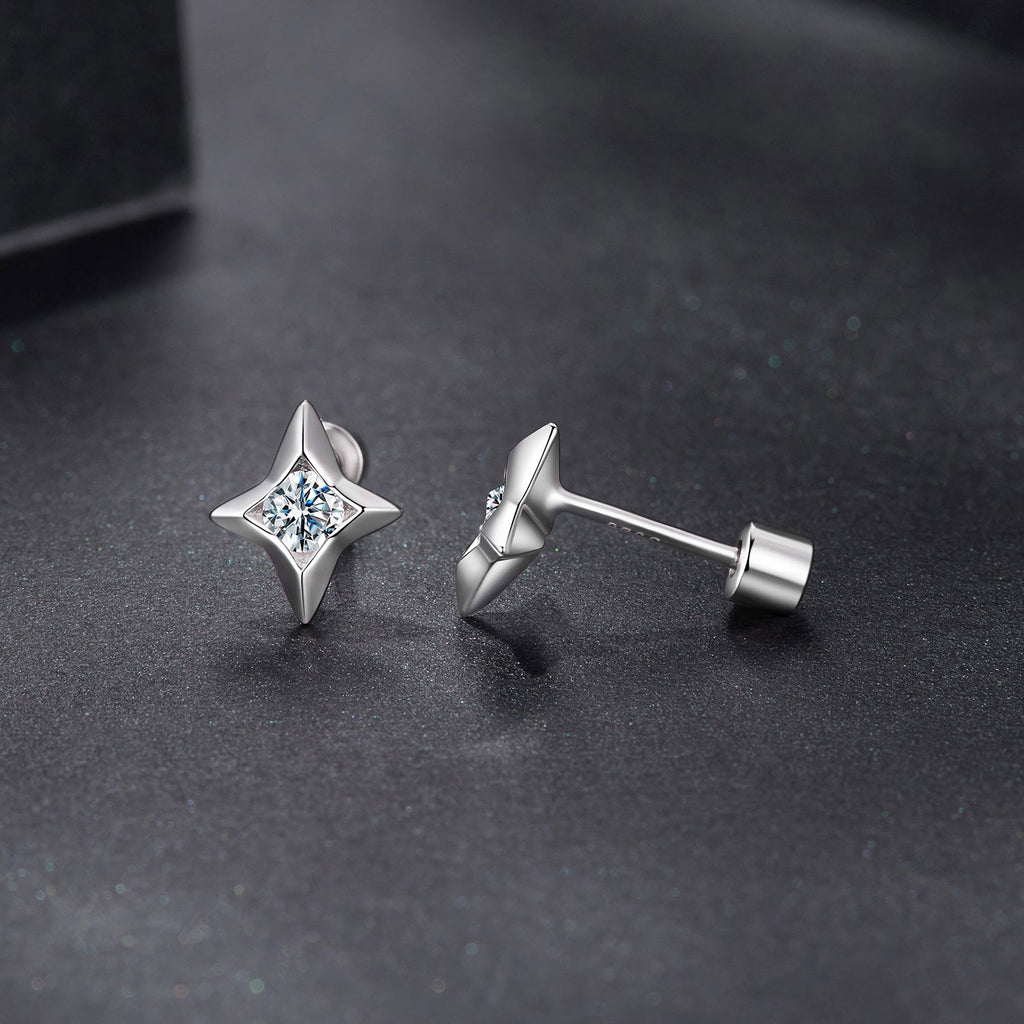 925 Sterling Silver Moissanite Earrings 0.8cm for Women