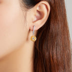 S925 Sterling Silver Plated Gold Pavé Setting CZ Earrings