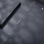 925 Sterling Silver White Gold Plated Moissanite Bracelet, 15+6cm, for Women