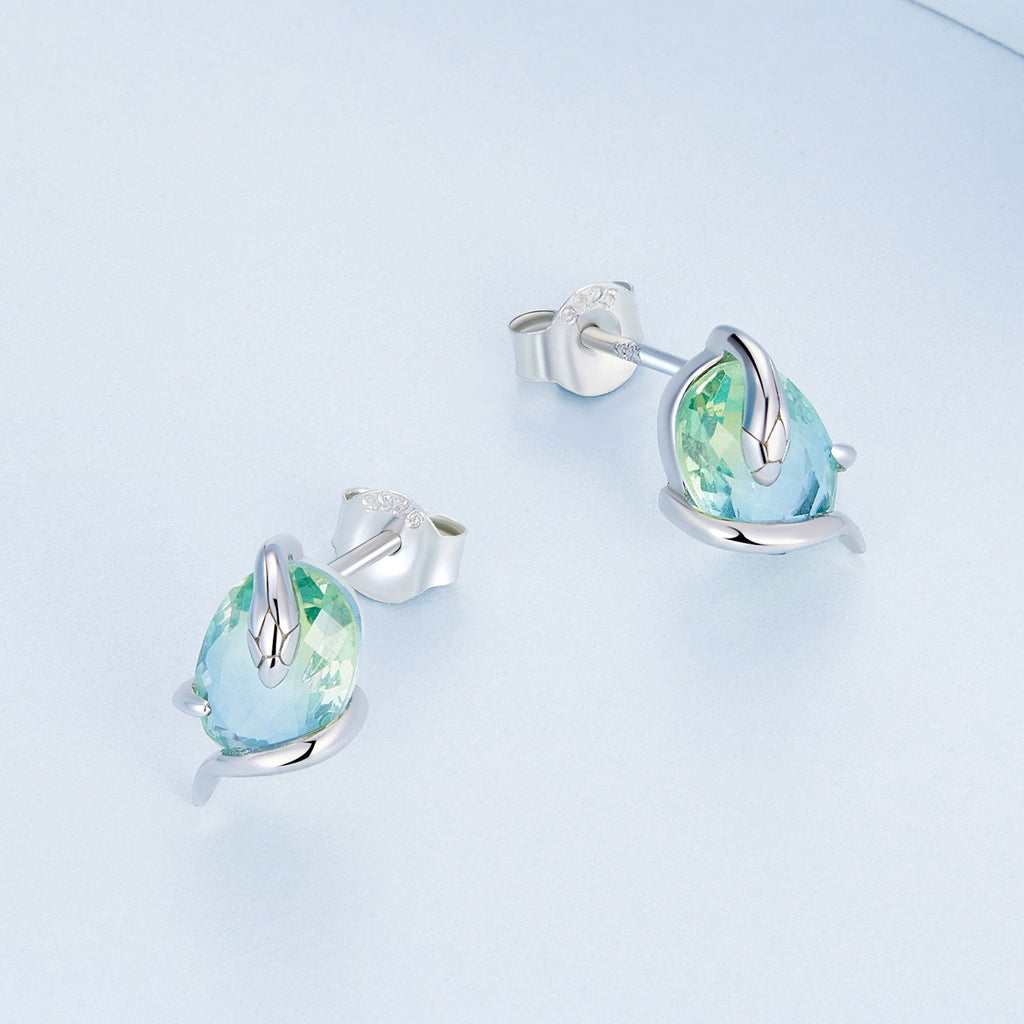 925 Sterling Silver Transparent Glass Earrings for Women