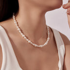 925 Sterling Silver White Gold Plated Necklace with Synthetic Pearls for Women