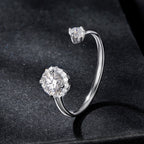 925 Sterling Silver Moissanite 0.5ct & 0.2ct Ring in Size E for Women