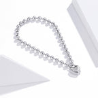 925 Sterling Silver Bracelet with Pavé Setting CZ and Platinum Plating, 17cm for Women