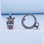 925 Sterling Silver Enamel Black Gold Earrings for Women