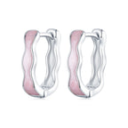 925 Sterling Silver Earrings with Enamel in White Gold Finish - 13*3mm for Women
