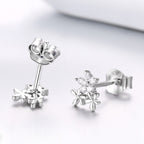925 Sterling Silver Earrings with CZ in Pavé Setting, 0.6*0.7cm for Women