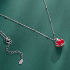 925 Sterling Silver White Gold Plated Enamel Necklace 40+5cm for Women