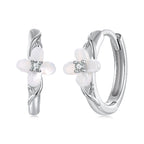 925 Sterling Silver Earrings with Pavé Setting CZ and High-Quality Nacre for Women