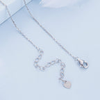 925 Sterling Silver Pendant Necklace with Pavé CZ and Plated Platinum