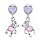 925 Sterling Silver Earrings with Translucent Opal and CZ for Women