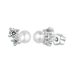 925 Sterling Silver 0.1 Carat Moissanite and Pearl Earrings for Women