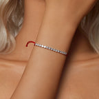 925 Sterling Silver Adjustable White Gold Plated Bracelet with CZ
