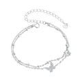 925 Sterling Silver Bracelets with Platinum Plating and CZ Stones - 150+60mm