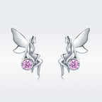 925 Sterling Silver Earrings with Pavé Setting CZ, 1.6*0.7 cm for Women