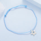 925 Sterling Silver Adjustable Cotton Rope Bracelet for Women