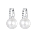 925 Sterling Silver Earrings with White Gold Plating and Shell Pearl for Women