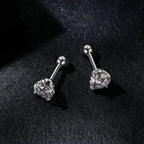 925 Sterling Silver 5mm Moissanite Earrings with White Gold Plating for Women