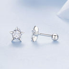925 Sterling Silver Earrings with Pavé Setting CZ in White Gold