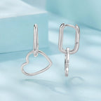 925 Sterling Silver Earrings with Love Pendant for Women