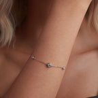 925 Sterling Silver 5mm Moissanite & 3mm Moissanite Bracelet for Women