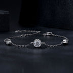 925 Sterling Silver 5mm Moissanite & 3mm Moissanite Bracelet for Women