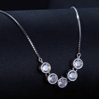 925 Sterling Silver 4mm Moissanite Plated Platinum Necklace for Women