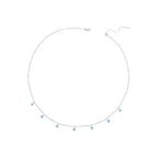925 Sterling Silver Necklace with Synthetic Turquoise in White Gold, Adjustable 450mm for Women