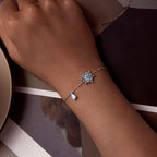 925 Sterling Silver Plated Platinum Bracelets with Ice Flower Zirconia for Women