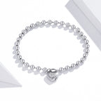 925 Sterling Silver Bracelet with Pavé Setting CZ and Platinum Plating, 17cm for Women