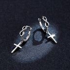 925 Sterling Silver Earrings with Pavé Setting CZ in Oxidized Finish