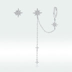 S925 Sterling Silver Earrings with CZ in Pavé Setting, 5.9cm Length, 1cm Size for Women