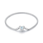925 Sterling Silver Moonstone Bracelet 17.0 cm with White Gold Plating for Women