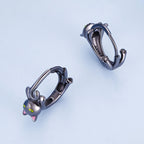 925 Sterling Silver Enamel Black Gold Earrings for Women