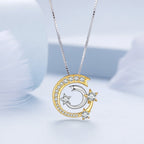 925 Sterling Silver Necklace with Pavé Setting CZ & Plated Gold - 400mm Length