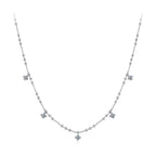 925 Sterling Silver 0.10ct Moissanite Necklace in White Gold, 40+5cm Chain for Women