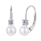 925 Sterling Silver & Moissanite 0.30 Carat Earring with Freshwater Pearl for Women