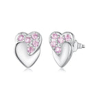 925 Sterling Silver White Gold Plated CZ Earrings 1.0x0.7cm for Women