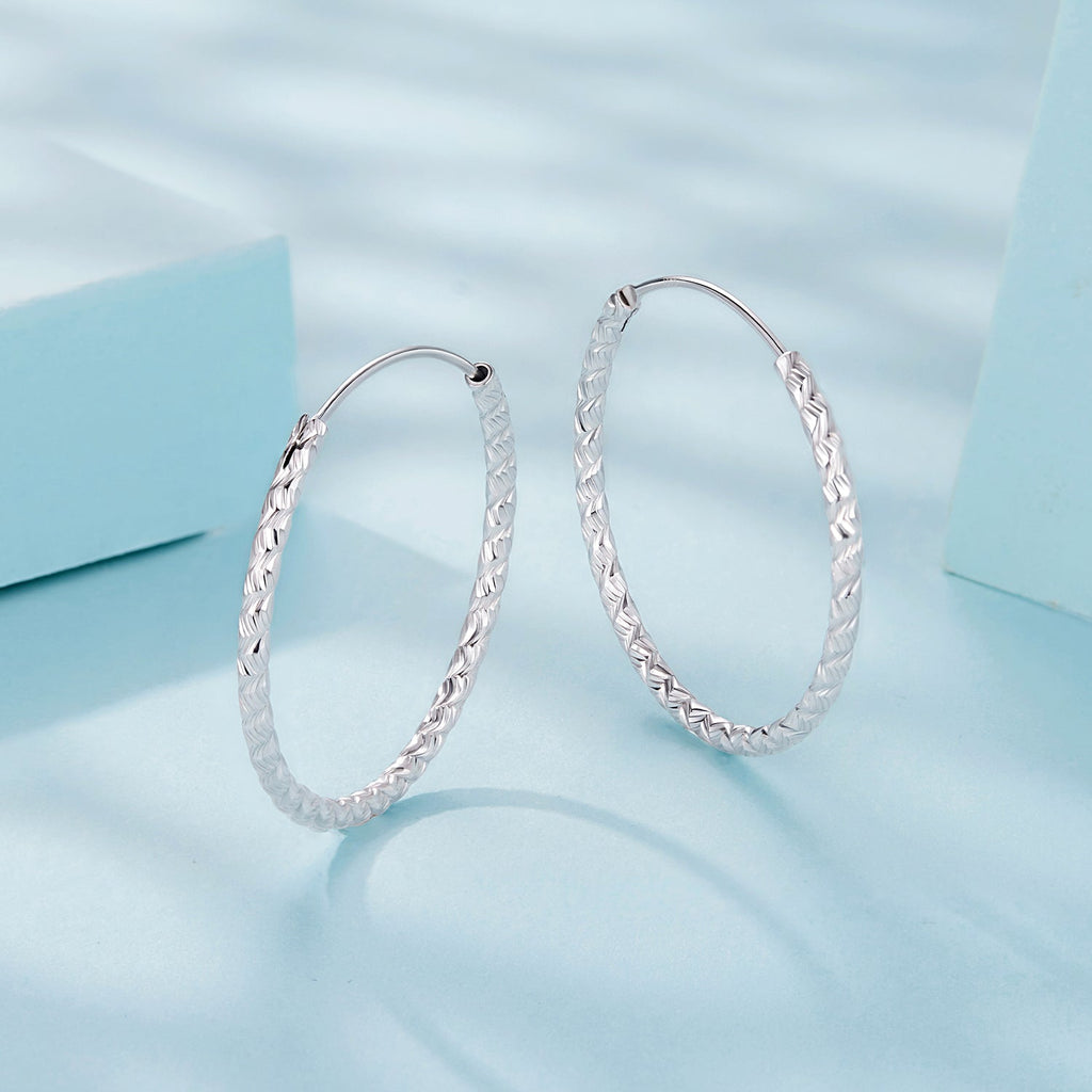 925 Sterling Silver Earrings Hoops 2.5 cm for Women