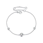 925 Sterling Silver 5mm Moissanite & 3mm Moissanite Bracelet for Women