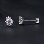 925 Sterling Silver Moissanite Stud Earrings for Women - 0.5ct, 0.6cm Size, White Gold Plated