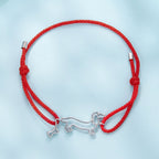 925 Sterling Silver White Gold Plated Adjustable Bracelet with Cotton Cord for Women