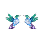 925 Sterling Silver White Gold Plated Earrings with Enamel and CZ - 10*8mm