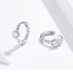 925 Sterling Silver Earrings with Pavé Setting CZ - 1cm for Women