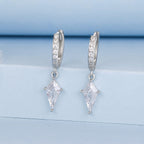 925 Sterling Silver White Gold Plated Earrings with CZ for Women