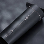 925 Sterling Silver White Gold Plated Moissanite Bracelet, 15+6cm, for Women