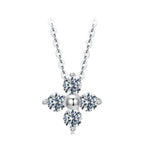 925 Sterling Silver & White Gold Plated Moissanite Necklace 40+5cm for Women