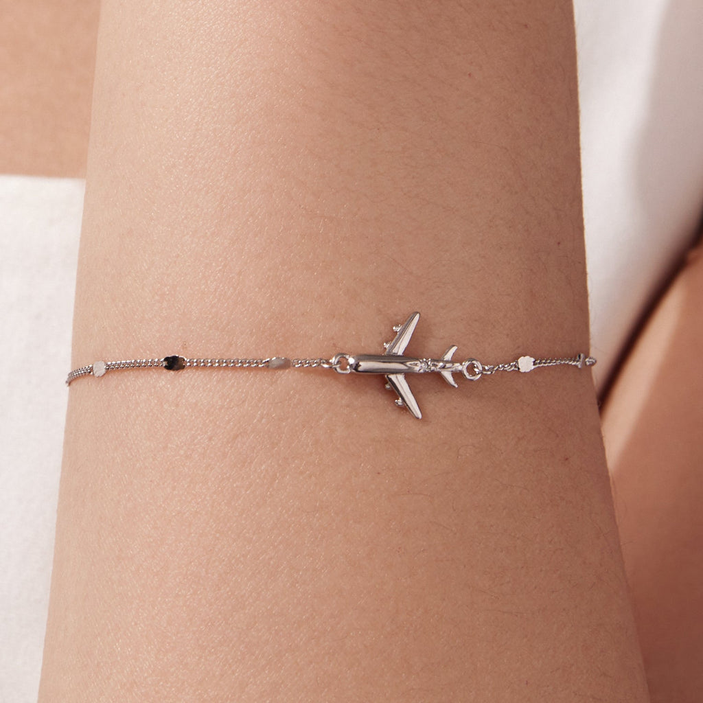 925 Sterling Silver White Gold Plated 16+5cm Bracelet with CZ Pendant for Women